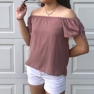 Mauve Off The Shoulder Blouse